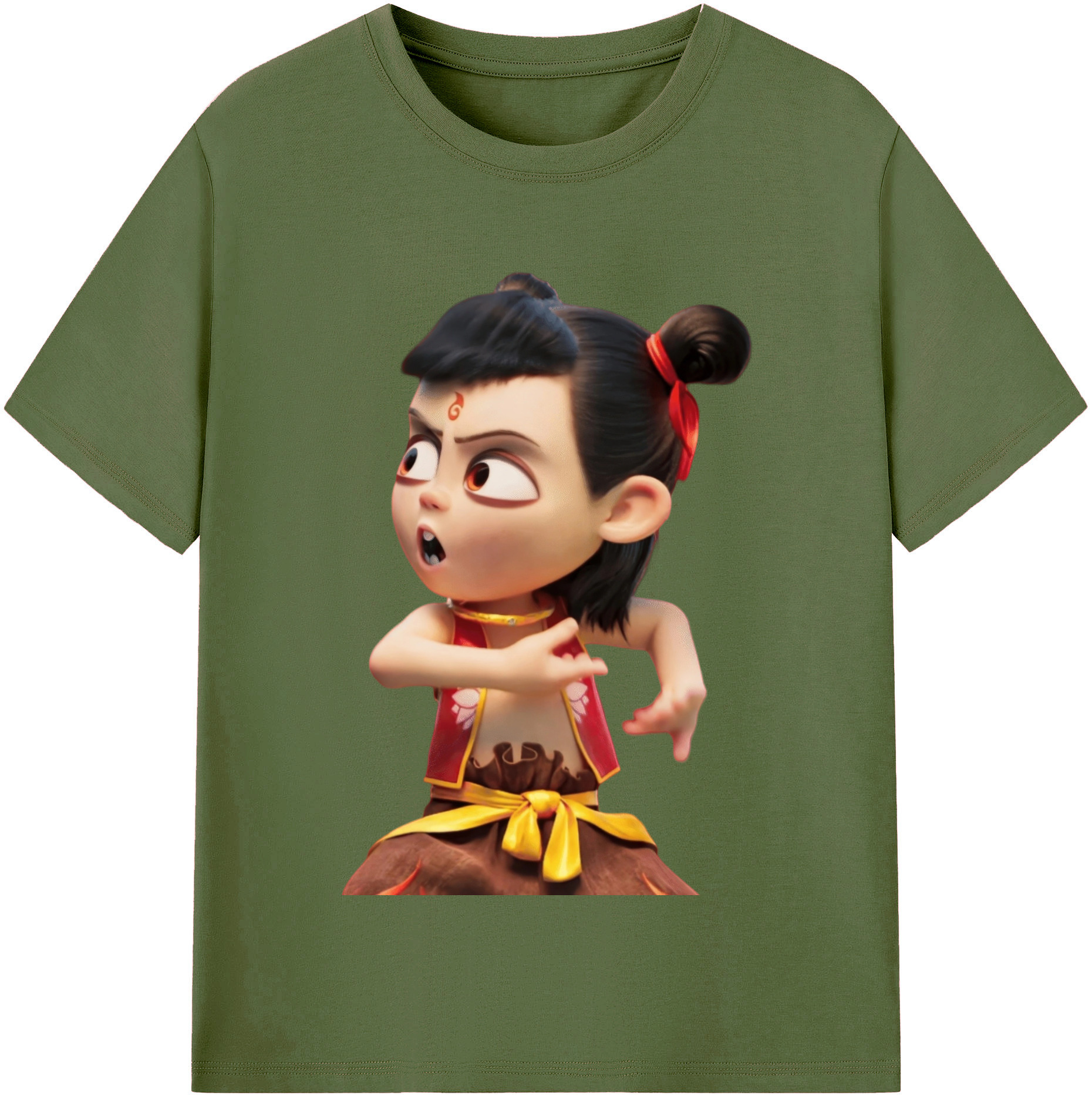 （画像用） Ne Zha 2 ナタ 魔童の大暴れ 綿100％半袖Tシャツ（フロントプリント）
